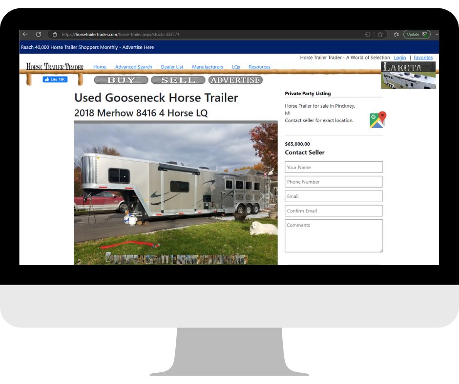 Sample Horse Trailer Ad Screenshot